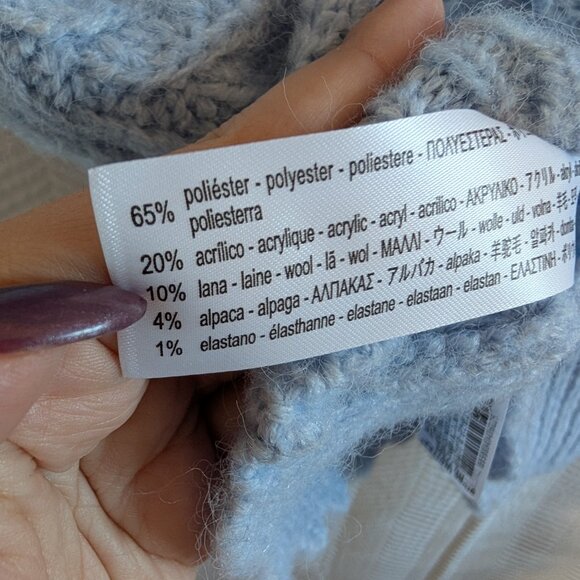 Zara Sweater Vest Light Blue Size Small Wool Blend Academia Preppy - Picture 11 of 11